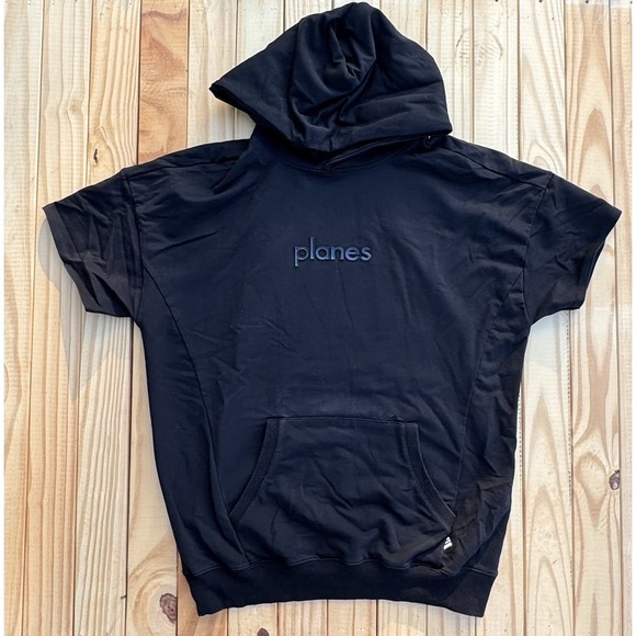 Paper Planes Short Sleeve Hoodie Mens Athletic Wear Size Small Color Black - Picture 1 of 9